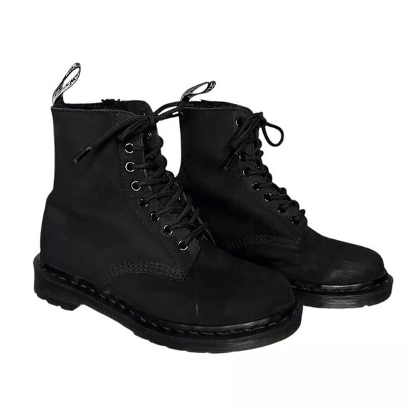 DR MARTENS 1460 MONO SMOOTH BLACK LEATHER LACE UP BOOTS Size 6 Women 37 - Picture 2 of 7